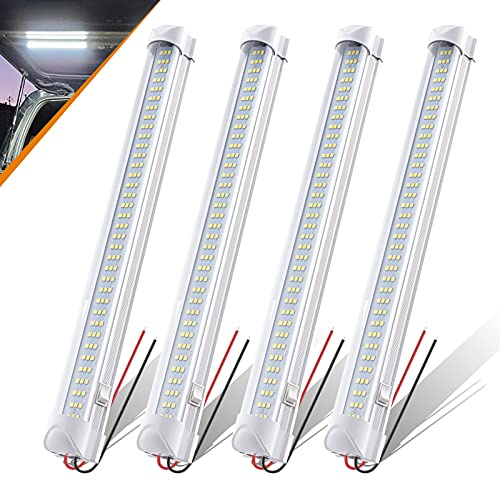 CZC AUTO 12V/24V LED-Lichtleiste mit Ein-/Ausschalter - 108 LED-Lichtleiste für Van, LKW, Wohnmobil, Wohnwagen, Anhänger, Schrank, Camping - 4er-Pack
