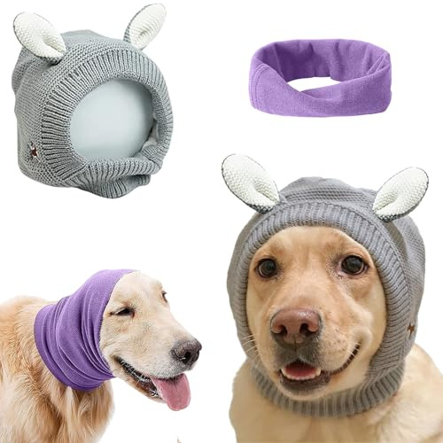 Yolent Lot de 2 Cache-Oreilles silencieuses pour Chiens, Anti-anxiété, aboiement, Protection Contre Le Bruit, Protection Contre Les Feux d'artifice, Anti-anxiété, pour Chiens de Taille Moyenne à