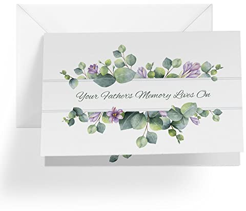 1Up Greetings Sympathy Card Loss of Father | Fathers Memory Lives On | 5”x7.5” with Envelope | Made in USA | SYMDAD1