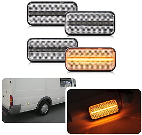 njssjd LED Seitenmarkierungsleuchten Kompatibel mit 2000-2014 Ford Transit MK6 MK7 Jumbo Version 12-24V Klarglas Seitenmarkierungsleuchten OEM Fit (4 Stück)