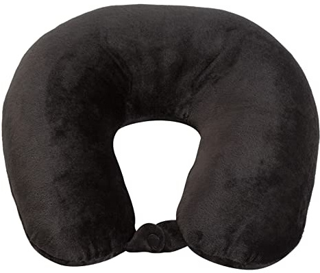 Wolf Essentials Adult Cozy Soft Microfiber Neck Pillow for Travel – Compact, Machine Washable - Perfect for Airplane, Car, or Home Use - Filled and Finished in The USA – Black