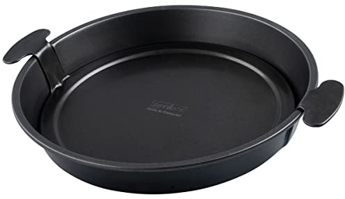 Zenker Tarteform mit Hebeboden – 28 cm Durchmesser – Kuchenform rund mit Antihaftbeschichtung – Backform mit herausnehmbaren Boden für Tarte, Quiche und Co., Schwarz, 3862