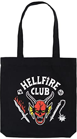 Grupo Erik Stranger Things Hellfire Club Cotton Tote Bag - Cotton Shopping Bag - 14x15x4 inches | 37x39x10 cm - Canvas Bag - Cotton Bag - Gift Bag - Stranger Things Merchandise - Eco Friendly Gifts