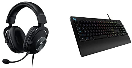 Logitech G PRO X Cuffia Gaming Cablata con Microfono Blue VO!CE, DTS Headphone:X 7.1 e Driver PRO-G da 50 mm, Nero & 13 Prodigy Tastiera Gaming Cablata, LIGHTSYNC RGB, Tasti Retroilluminati, Nero