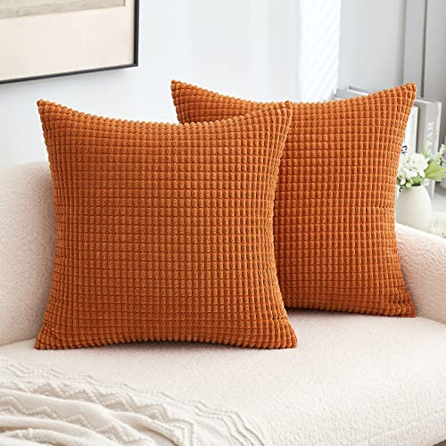 MIULEE Kissenbezug 50x50 Karamell Sofakissen Kordsamt Herbst Kissenbezüge Quadrat Cord Dekokissen Kissenhülle Dekorativ Couchkissen Bezug Weich für Wohnzimmer Schlafzimmer 20x20 Inch 2er Set