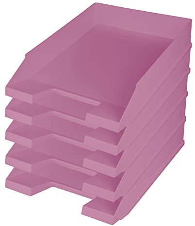 helit H2661628 - Briefablage the green staff, DIN A4-C4, 5 Stück, pink, Ablagefächer stapelbar aus recyceltem Kunststoff, Blauer Engel zertifiziert