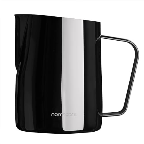 Normcore Milchkännchen mit rundem Ausguss - Espresso Dampfkrug - Milchaufschäumkrug - Cappuccino Latte Art Barista Tasse - Antihaft Gunblack - 575.5 g (600ml)