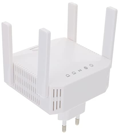OSALADI Répéteur WiFi 300mbps 2,4ghz 4 Antennes, Amplificateur de Signal sans Fil en Abs Ventilation Latérale, pour Maison et Bureau