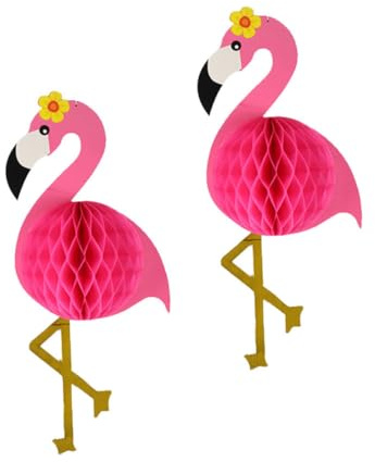 Warmhm Flamingo Wabenball Papier 3D Partyanhänger Rosa Mit Blumen 2 Stück Hängedekor Kinderzimmer Wohnzimmer