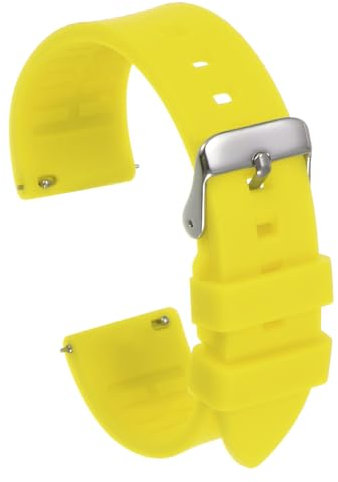 sourcing map Silicone Watch Band 24mm Width Quick Release Soft Rubber Waterproof Replacement Watch Strap with Silver Stainless Steel Buckle for Men Women, Yellow