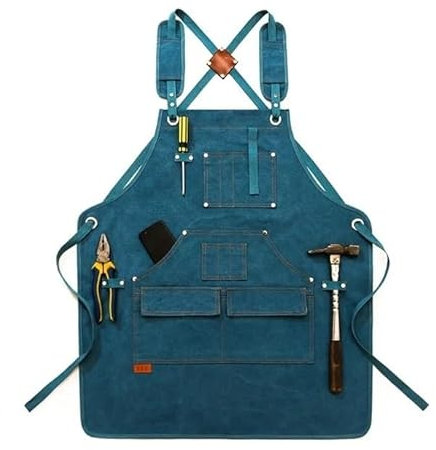 LNNXSZ Work Apron Durable Goods Heavy Duty Canvas Work Apron with Tool Pockets Cross-Back Straps Adjustable For Woodworking Painting Tool Gardening Apron (Color : 3)
