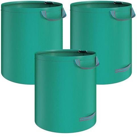 HAYATEC Gartensack 3x Laubsack Gartenabfallsack stabil mit 4 Griffen selbststehend UV-Beständig 272 liter groß Wasserdicht robust aus Polypropylen-Gewebe (PP) 150g/m² 390g