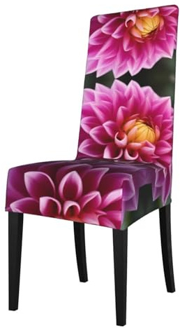 YYHHAOFA Housse de protection amovible pour chaise de salle à manger, motif fleur de dahlia, fabriquée en tissu élastique doux
