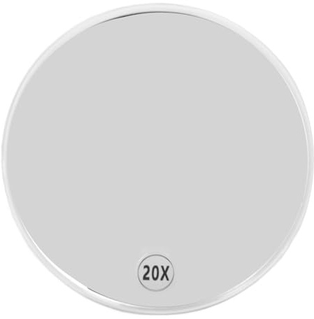 Fyearfly Espejo de Maquillaje con Lupa, Espejo de Aumento 20X con 3 Ventosas, Espejo de Maquillaje Portátil Redondo con Succión Fuerte Que Ahorra Espacio para Baño (Blanco)