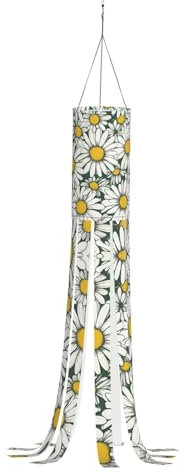 WCXTHGFA Windsack mit weißem Gänseblümchen-Druck, vielseitig, charmante Outdoor-Dekoration für Herbst, Erntedankfest, Winter