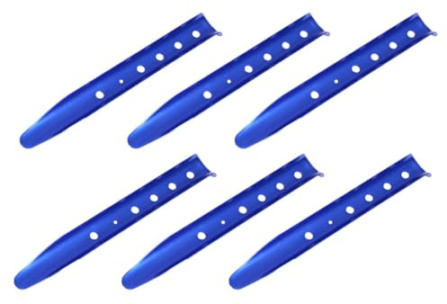 Milisten 6pcs U-Shaped Aluminum Tent Stakes Snow and Pegs for Camping and Hiking Lightweight Tent Accessories Blue
