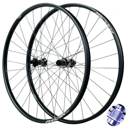 GEIRONV Mountainbike Laufradsatz 26/27,5/29 Zoll, Aluminiumlegierung 28 Löcher Gerader Zug 54 Zähne Mittlere Verriegelung Scheibenbremsen Steckachse Felge 15 X 110 MM/12 X 148 MM(Black,29inch)