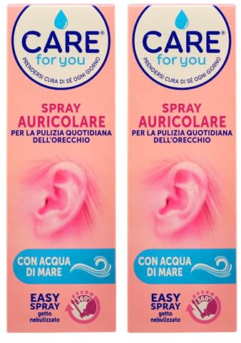 2x Spray Auricolare, Per La Pulizia Quotidiana Dell'Orecchio, Con Acqua Di Mare. Previene Ed Attenua i Disturbi Derivanti Da Una Eccessiva Produzione Di Cerume 100ml