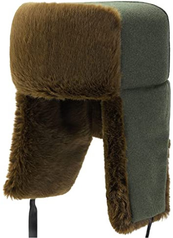 WDSOPK Unisex-Fliegermütze aus Lammfell, Leder, Winterpelzmütze, Schwarz, 56–57 cm (Grün 60)