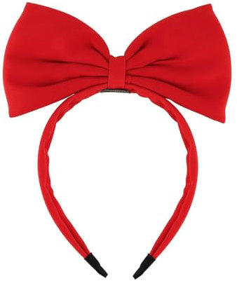 TPZORJX Bandeau avec nœuds pour Halloween, Noël, fête, accessoires pour cheveux, oreilles à paillettes, bandeau en plastique, couvre-chef, festival, école, scène, spectacle, bal masqué, bibi - rouge