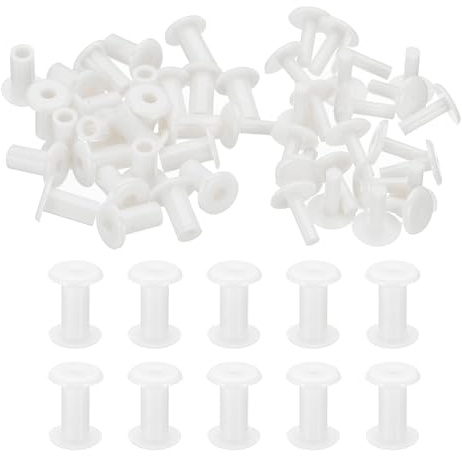 PATIKIL M5x10mm Perno Di Plastica, 24 Set Perni Chicago In Plastica Viti A Pressione Rivetti Per Album Fotografici Scrapbook Pelle, Bianco