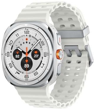 Samsung Galaxy Watch Ultra (2025) Smartwatch mit Galaxy AI, Fitness-Uhr, Marine Band, Titan-Gehäuse, Schnellbutton, Dual-GPS, 64 GB Speicher, 47 mm, LTE, Titanium White, 3 Jahre Herstellergarantie