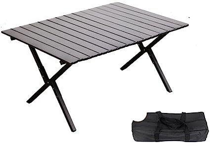 Tavolo da pranzo pieghevole pelliccia di viaggio a scomparsa per turisti retrattili in lega in alluminio Campeggio portatile tavolo pieghevole da picnic barbecue da esterno (colore: nero 90 cm)