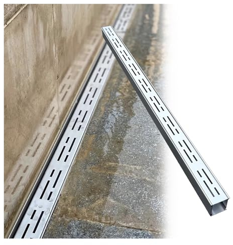 Canalina di drenaggio per Patio in Acciaio Inox Resistente, canaletta di drenaggio per Doccia Stretta per Garage, Piscina, Gazebo, Giardino, Cucina - Kit grondaia con griglia Rimovibile (con