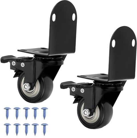 HECHKJ 2 Stück Rollen für Möbel mit Bremse, 40 mm Lenkrollen für Möbel, 50 kg pro Rad, 360° Drehbar Möbelrollen Klein, mit Bremse Tischrollen, Schwarz, für Couchtisch, Schuhschrank, Schrank