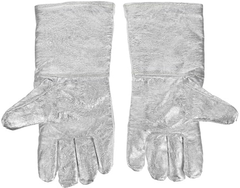 Amosfun Aluminum Foil Insulated Gloves Heat Resistant Work Gloves for Men Industrial Safety Flexible Lightweight Protective Barrier for High Temperature Foundry Bbq Baking