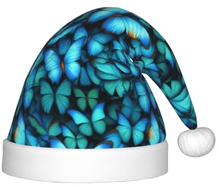 PUYhgb Viele blaue Schmetterlingsmütze, Unisex, Weihnachtsmütze, Weihnachtsmütze, gut für Weihnachten, Cosplay