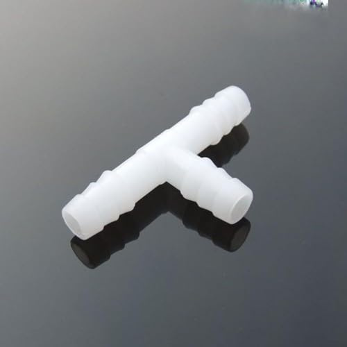 PE-T-Stecker für Aquarium-Luftschläuche, 4 mm, 5 mm, 6 mm, 8 mm, kompatibel mit Silikonschläuchen von 3–10 mm (5 mm), Weiß, 10 Stück