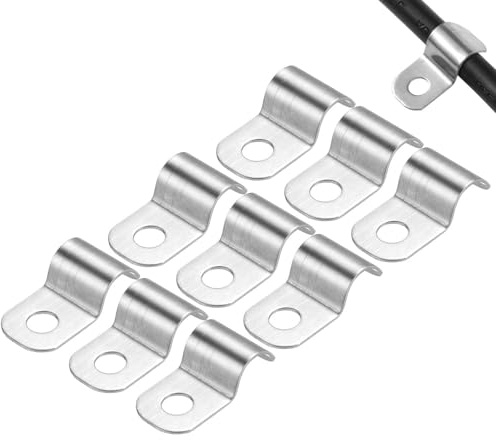 NOLACE 50Pcs Fixation Grillage Rigide sur Mur Cavalier Cable Electrique 6mm Fixation pour Tube Attache de Fixation 304 Acier Inoxydable Epaissi U Tube Pince pour la Fixation de Câbles Tuyaux et Fils