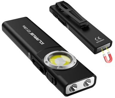 KLARUS Lampe torche E5 Ultra, 800 lumens, lampe de poche EDC ultra-mince à triple éclairage, rechargeable par USB avec clip et fixation magnétique, idéale pour la randonnée et le camping.
