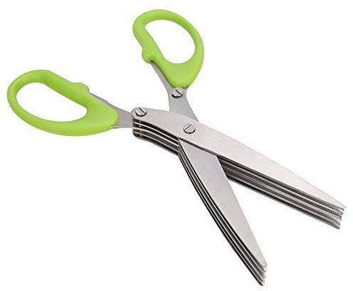 Qcwwy Forbici per Erbe, Cesoie da Cucina con Manico Verde per Tagliare e Lavorare in Modo Efficiente, Design Ergonomico, Perfette per la Casa e l'ufficio