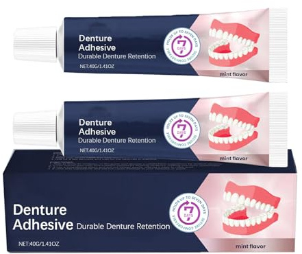 Crème adhésive thermoplastique pour dentiers Extra forte, tenue longue durée pour prothèses supérieures et inférieures, kit de réparation et rebasage, maintien sécurisé toute la journée (2Pièce)
