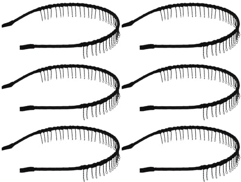 UKCOCO 6 Stück-Pack Zahn Antirutsch Stirnband aus Stahl mit Zähnen Schwarzes Haarband aus Seide und Satin für Damen und Herren Elegantes und Einfaches Design für sicheren Sitz