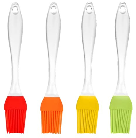 AEUXZA Set di 4 Pennelli da Cucina in Silicone, Pennello Alimentare Smontabile per Barbecue e Dolci, Resistente al Calore per Olio Burro e Salse, Silicone per Alimenti Bicolore