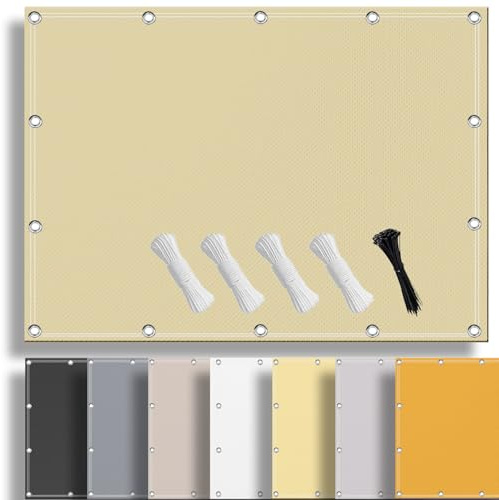 Vela ombreggiante Rettangolare 3x4.5m impermeabile Tenda da Sole per Esterno PES Vele Ombreggianti Telo Parasole con occhielli Tenda a Vela per serre Giardino Balcone Terrazza Beige