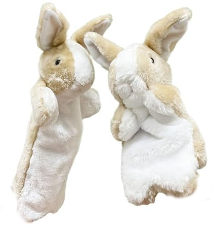 Buxuaaaa Bunnies Hand Puppet Set with Working Mouth Animal Plush Toy for Show Theater, Birthday Gift Easters Basket Stuffers Storytelling Toy