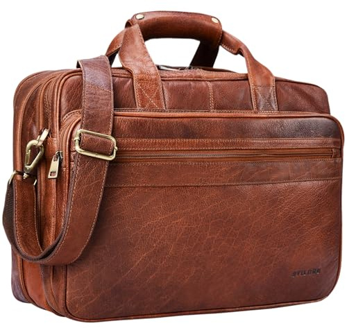 STILORD Leopold XL Echtleder Aktentasche - der verbesserte Geheimtipp für Lehrerzimmer & Büro - Businesstasche 2.0 Farbe:Cognac - braun