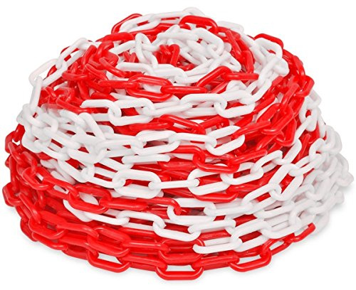 25m x 6mm Plastic Chain Barrier Red & White Safety Decorative Garden Fence
