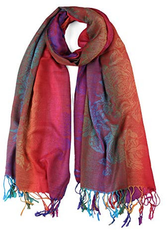 uxcell Doux Gland Enveloppe Enveloppe Multi-Couleur Floral Pente Couleur Écharpe Femmes Fuchsia 71x27.5