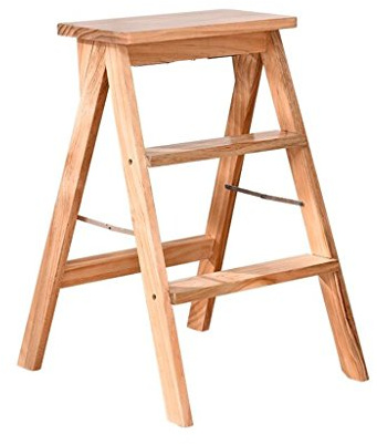 Stepladders Solid Wood Ladder Stool Multifunctional Step Stools Stepladder/Stairway Chair with 3 Steps for Home and Kitchen (color : A)