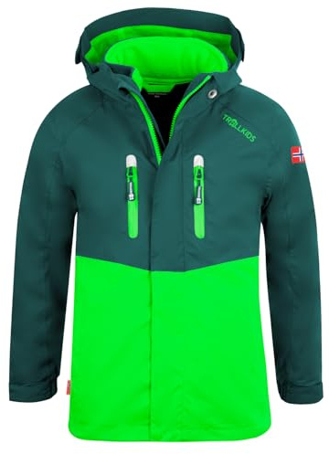 Trollkids Kids Bryggen - Giacca 3 in 1, verde scuro, 128
