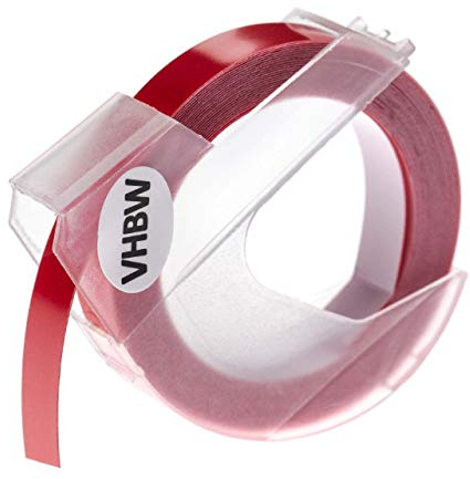 vhbw 3D Prägeband-Schriftband-Kassette kompatibel mit Dymo 1610 | 1595GY, 1745, 1755, 1765 Etiketten-Drucker 3m x 9mm Weiß auf Dunkelrosa