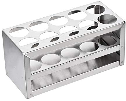 sourcing map Edelstahl Reagenzglashalter Rack 10 Loch 3 Lagen für 26-30mm Rohre