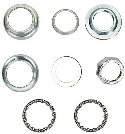 Free-fly Set di 8 pezzi da 1 pollice filettato auricolare per bicicletta, set forcella anteriore per bicicletta (argento)