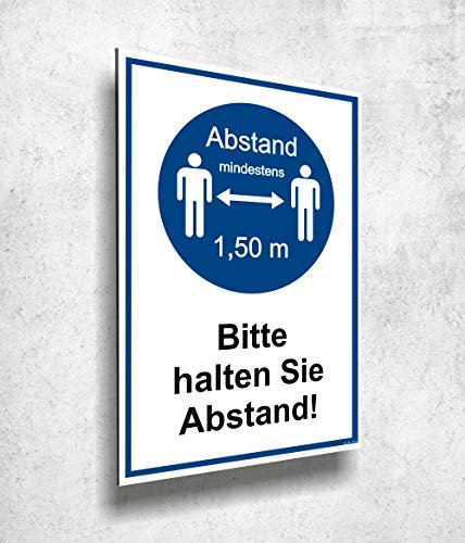 Aluverbund Schild Bitte Abstand halten 20x30cm UV Druck - 3mm Stärke - Made in Germany Art.Nr.1014