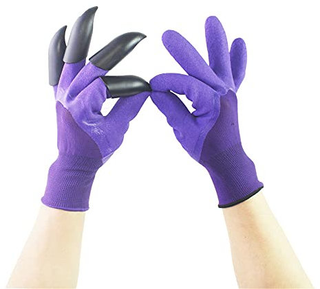 EUYIMOMO gartenhandschuhe,5 Paar Gartengrab-Latex-Grabhandschuhe, Garten-Pflanzhandschuhe mit Krallen-Linke Kralle lila